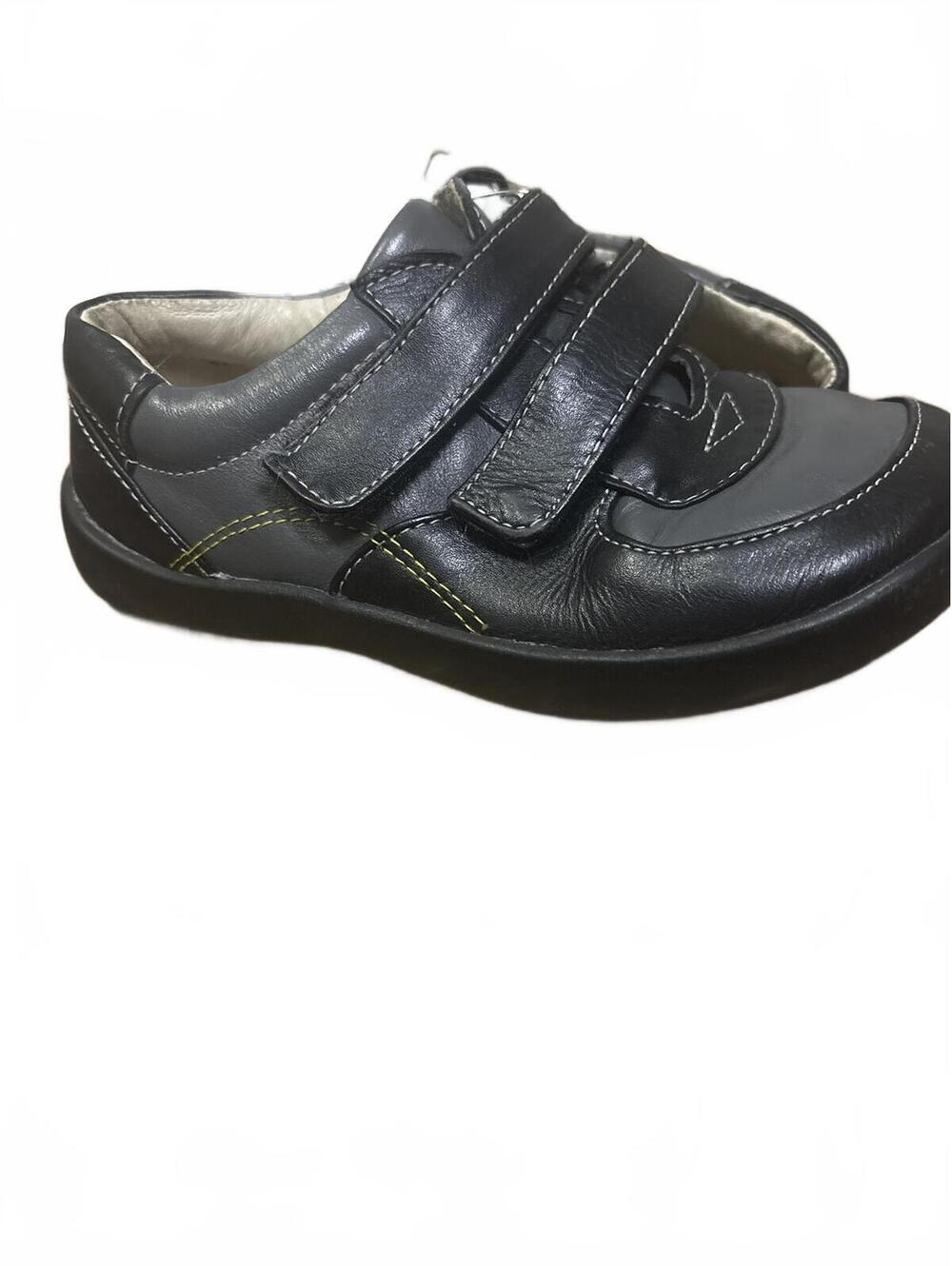See Kai Run Leather Gray Black Leather Toddler Velcro Sneaker